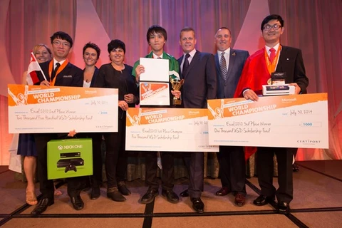 L'équipe vietnamienne a remporté deux médailles de bronze lors de la finale du championnat du monde d'informatique de bureautique 2014. (Source : VNA)